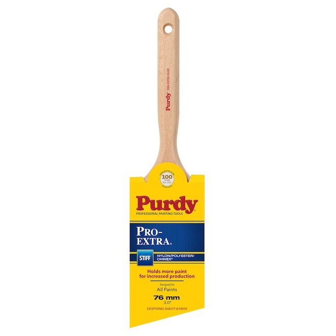 Purdy Pro-Extra Glide Angular Paint Brush with Fluted Handle and Stiff Nylon/Polyester/Chinex Bristles - 3-in