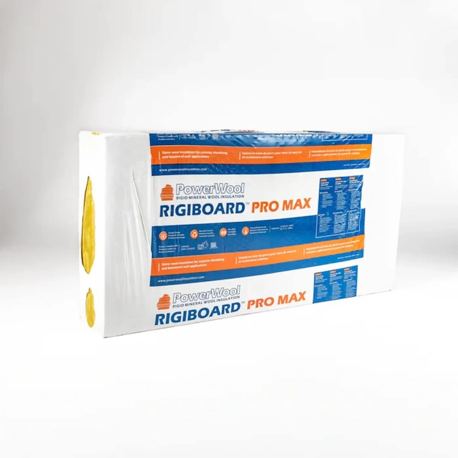 R14 Insulation Rona PowerWool RigiBoard PRO MAX 4-in x 2-ft x 4-ft Rigid Mineral Wool ...