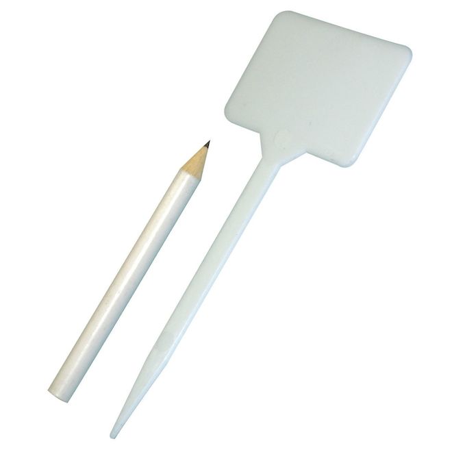 Plaquettes d'identification des plantes DH Line en plastique blanc pour jardin avec crayon, 10 mcx