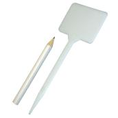 DH Line White Plastic Plant Name Plates for Garden with Pen - 10 Pcs