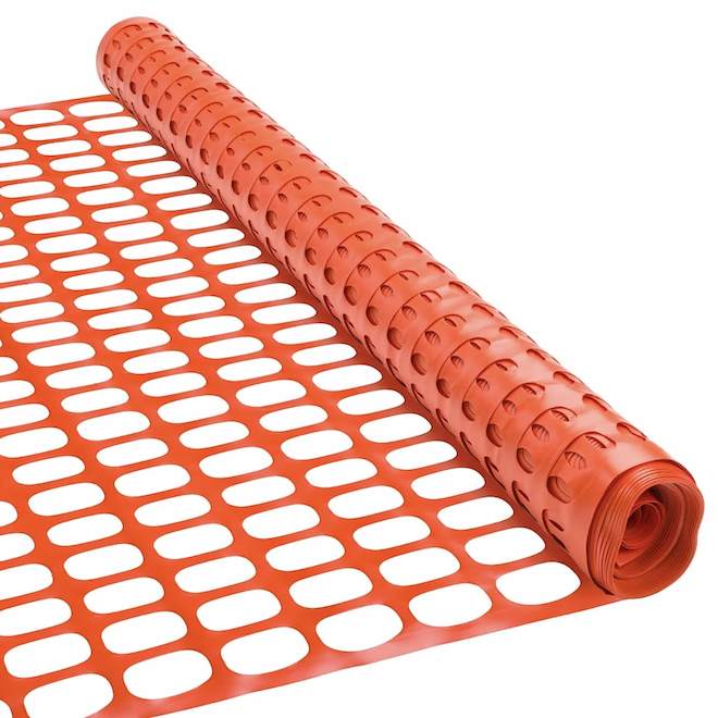 Clôture de sécurité DH Line en PVC orange à grillage oval, 48 po x 50 pi, 115 g