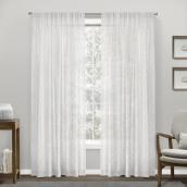 Cali Embroidered White Rod Pocket Semi-Sheer Single Curtain Panel - 54-in x 84-in