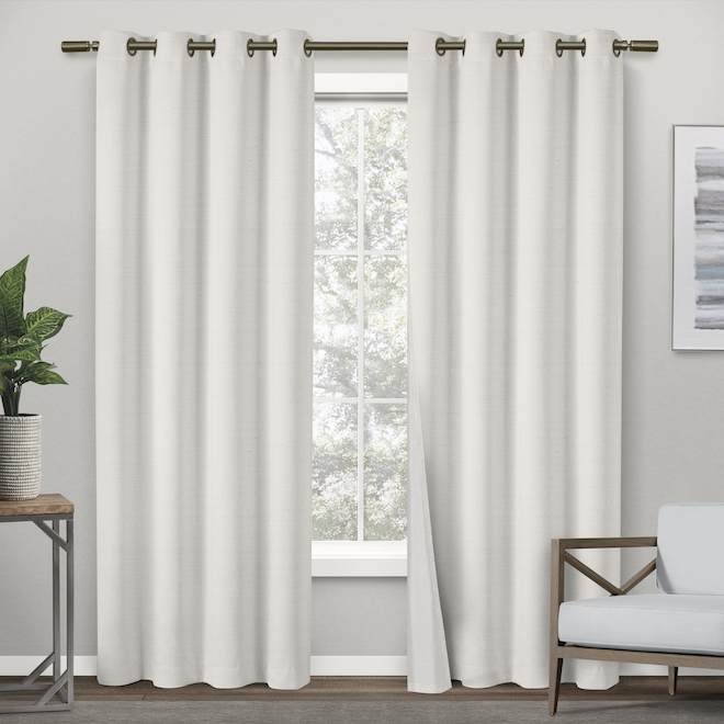 Raw Silk Thermal Off White Grommet, White Panel Curtains