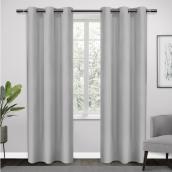 Room Darkening Grommet Curtains - Polyester - 38-in x 84-in - Light Grey - Set of 2
