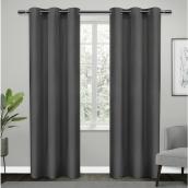 Room Darkening Grommet Curtains - Polyester - 38-in x 84-in - Dark Grey - Set of 2