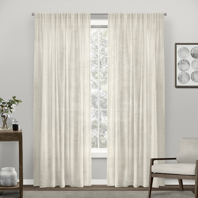 Design Decor Gallagher Transitional Curtain - Polyester 84-in x 52-in Natural