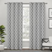 Blackout Insulated Curtain - Polyester - Trellis - 96-in x 52-in - Silver