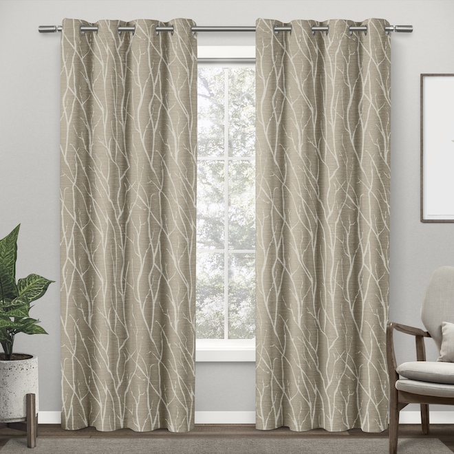 Rideau traditionnel Finesse Jacquard, polyester 84 po x 54 po naturel