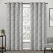 Morgan Light-Filtering Curtain with Leaf Pattern - Polyester - 96-in x 52-in - Grey