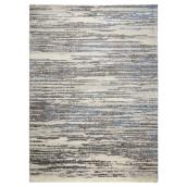 Tapis décoratif Origin 21 7 pi 10 x 10 pi 2 polypropylène lignes bleues et grises