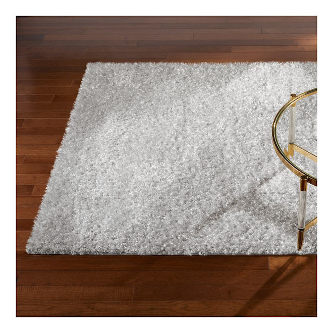 Tapis décoratif à poils long Christian Siriano de 7 pi 10 x 10 pi 2, gris