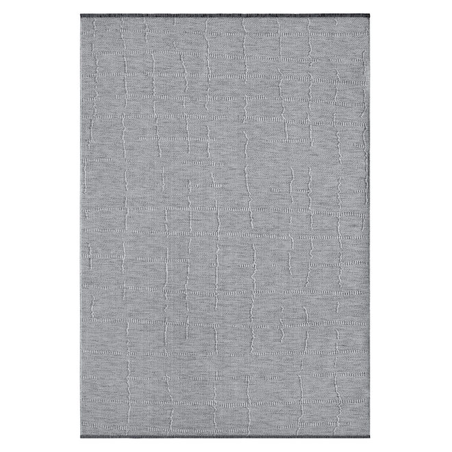 Tapis décoratif à carreaux Elle Decor de 4 pi 11 x 7 pi, gris