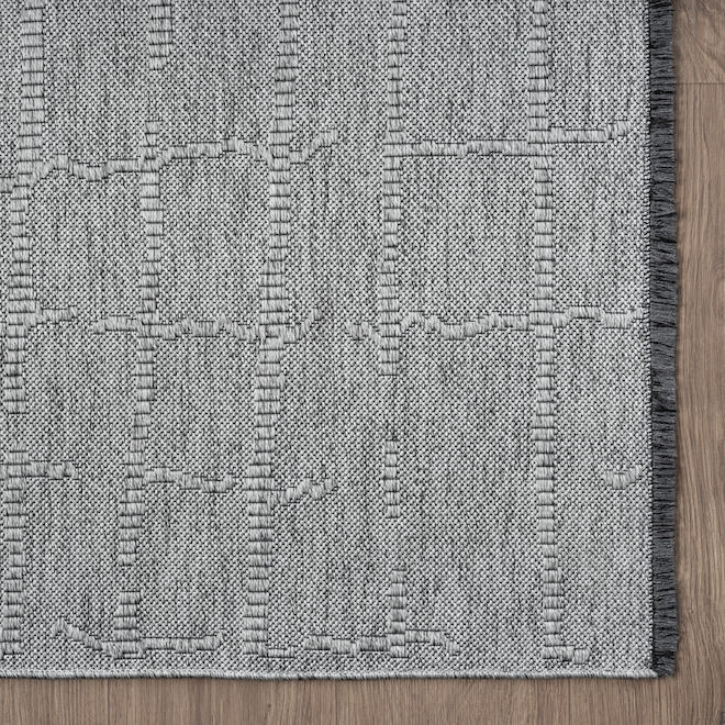 Tapis décoratif à carreaux Elle Decor de 4 pi 11 x 7 pi, gris