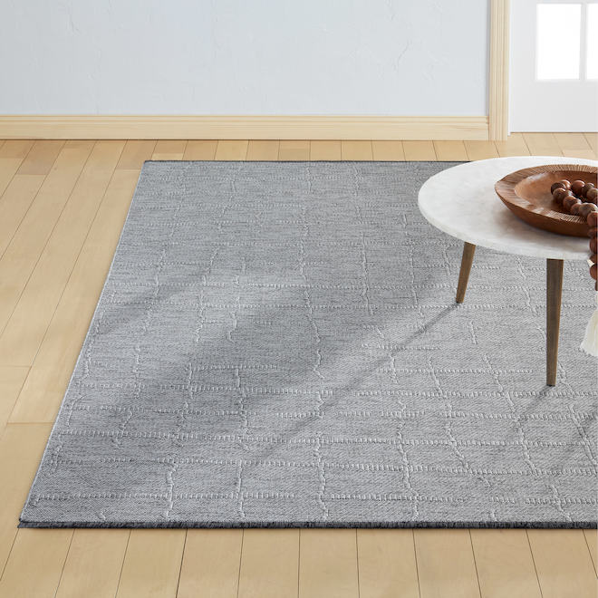 Tapis décoratif à carreaux Elle Decor de 4 pi 11 x 7 pi, gris