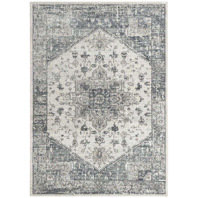 Tapis décoratif Traditionnel Elle Decor de 5 pi 2 x 7 pi 2, gris