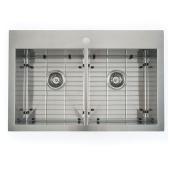Artika Double Sink - Stainless Steel - 31.25-in x 20.5-in x 9-in - 20 Gauge - Drop-In/Undermount