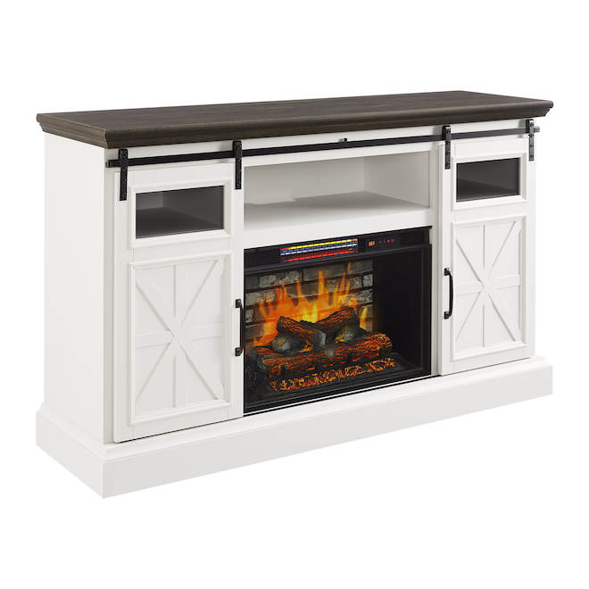 Landon & Co. Farmhouse White Electric Fireplace Infrared of 60-in - Covers 1,000-sq.ft.