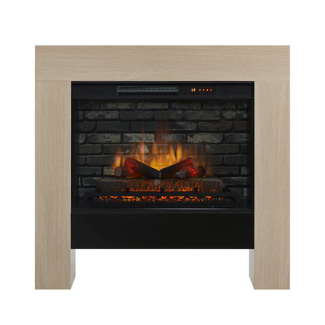 Landon & Co. Isaac 42-in Electric Infrared Fireplace - Silver Oak/Onyx