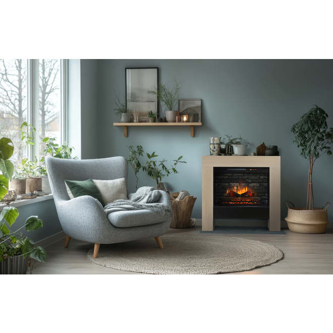 Landon & Co. Isaac 42-in Electric Infrared Fireplace - Silver Oak/Onyx
