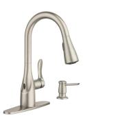 Moen Arlo Brushed Stainless Steel 1 Handle Pull-Out MotionSense Residential Kitchen Faucet