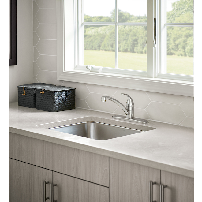 Moen Adler Chrome Single-Handle Deck-Mount Low-Arc Commercial/Residential Kitchen Faucet