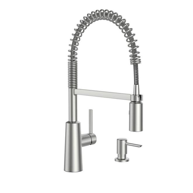 Moen Nori Brushed Stainless Steel 1-Handle Kitchen Faucet with Soap Dispenser