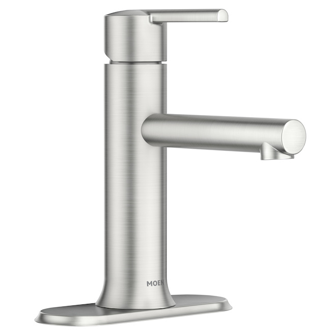 Robinet de salle de bain Moen Arlys à finition nickel brossée résistante aux taches, 1 poignée, certifié WaterSense