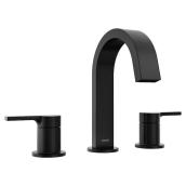 Moen Avri Matte Black Widespread Two-Handle Deck-Mount Watersense Labeled High Arc Bathroom Sink Faucet with Drain