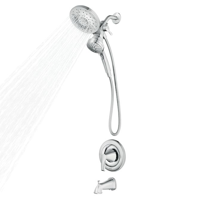 Robinetterie murale pour bain-douche Graeden par Moen chromée une manette Posi-Temp avec douche pluie Magnetix