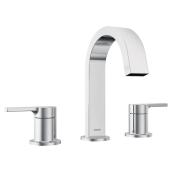 Moen Avri Chrome Widespread Two-Handle Deck-Mount Watersense Labeled High Arc Bathroom Sink Faucet with Drain