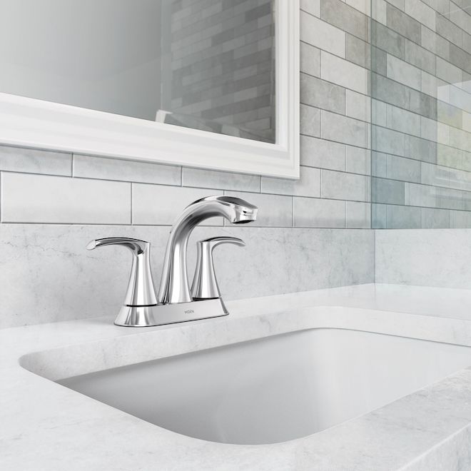 MOEN Graeden Bathroom Faucet with 2 Handles and Curved Spout -  Chrome