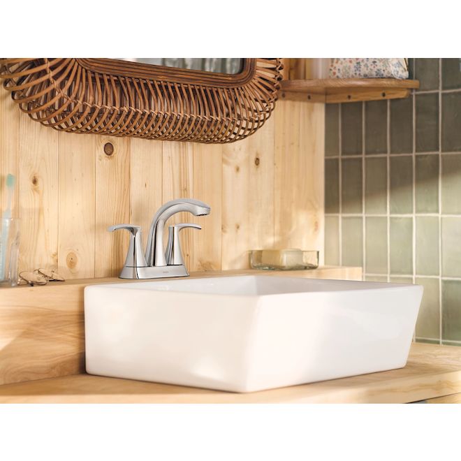 MOEN Graeden Bathroom Faucet with 2 Handles and Curved Spout -  Chrome