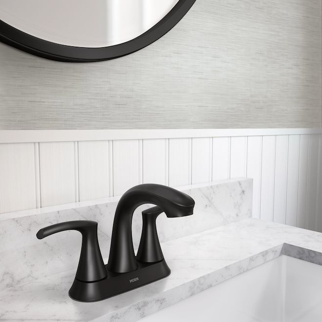 MOEN Graeden Bathroom Faucet with 2 Handles and Curved Spout - Matte Black
