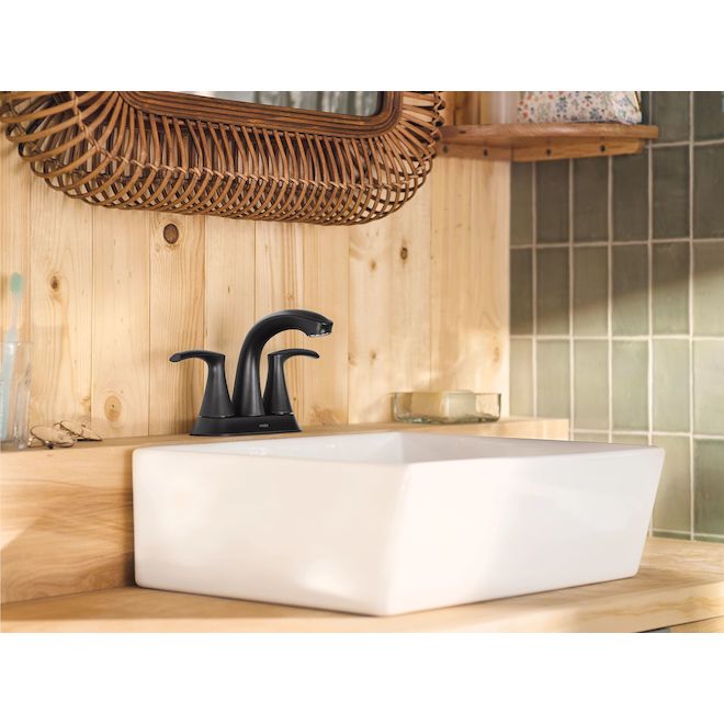 MOEN Graeden Bathroom Faucet with 2 Handles and Curved Spout - Matte Black