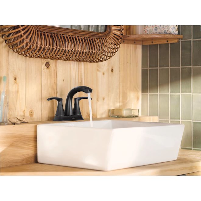 MOEN Graeden Bathroom Faucet with 2 Handles and Curved Spout - Matte Black