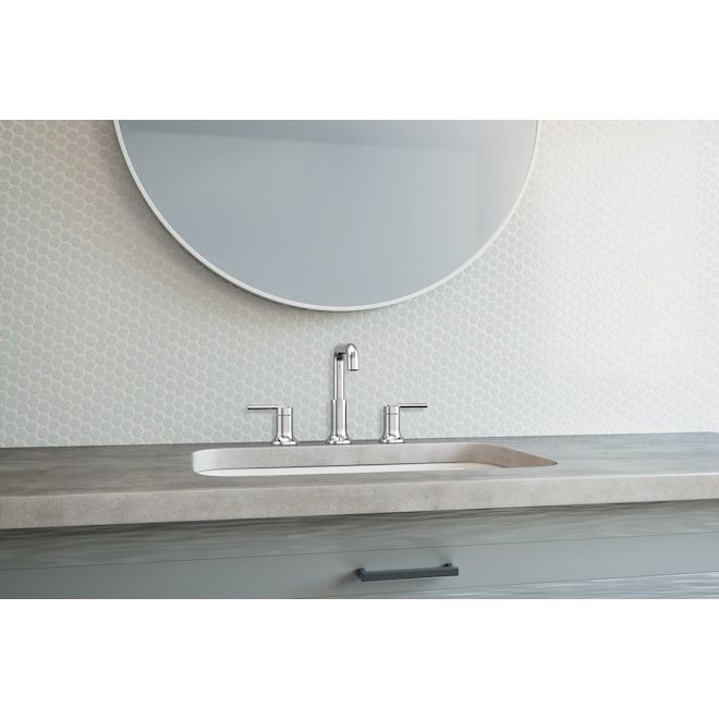 MOEN Zyla Bathroom Faucet with 2 Handles and Bent Tube Spout - Chrome