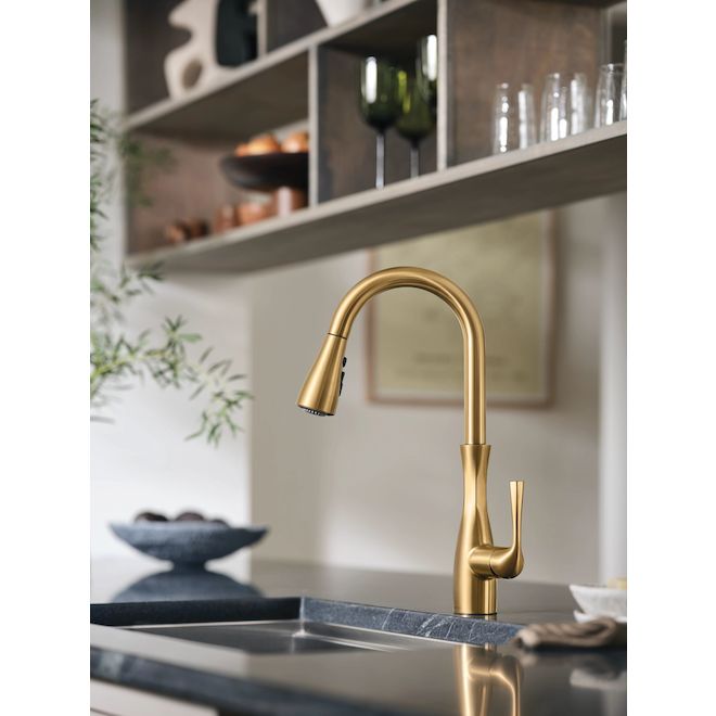 MOEN Arlia Kitchen Faucet with 1 Handle and Pull-Down Spout - Gold
