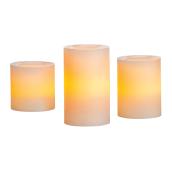 Ensemble de 3 chandelles, flamme artificielle, cire, crème