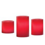 Ensemble de 3 chandelles, flamme artificielle, cire, rouge