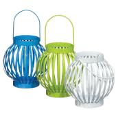 Candle Lantern Set - White/Blue/Green - 3 Pieces