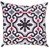 Decorative Patio Cushion - Polyester - 17x17"- Black and Red
