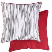 Decorative Patio Cushion - Polyester - 17" x 17" - Black Stripes