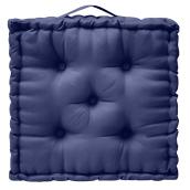 Coussin extérieur carré, polyester, 20 po x 4 po, bleu
