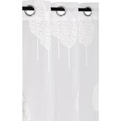 Safdie & Co Semi-Sheer Curtain with Double Leaf Embroidery - Polyester - 52-in x 95-in - White