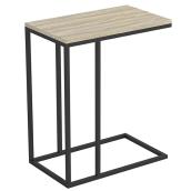 Safdie & Co C-Shaped Accent Table - 20-in x 12-in x 24-in - Wood/Metal - Dark Taupe/Black
