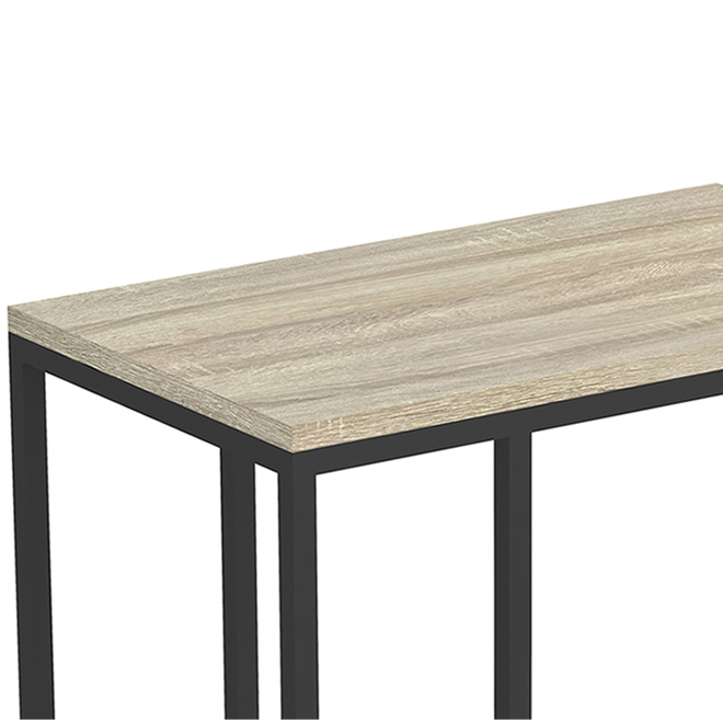 Table d'appoint en C Safdie & Co, 20 po x 12 po x 24 po, bois/métal, taupe foncé/noir