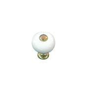 Richelieu Traditional Cabinet Knob - 1 1/4-in Dia - White Ceramic - Round with Brass Accent