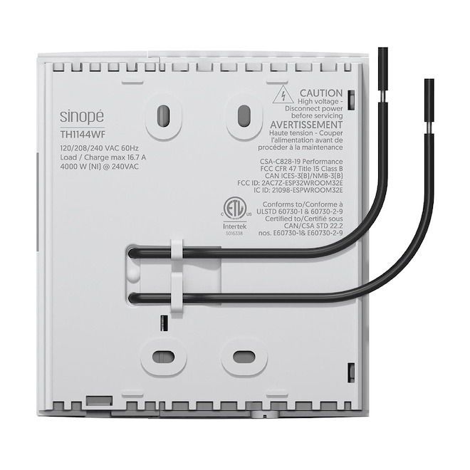 Sinopé Smart Thermostat Programmable 4000 W for Electric Baseboards with Colour Display - White