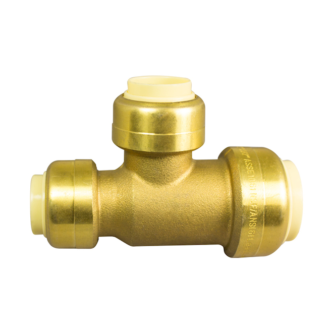 Waterline 3/4-in x 1/2-in x 1/2-in Quick Connect Brass Tee