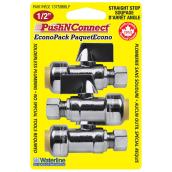 Waterline PushNConnect 1/2-in x 3/8-in Stop Valves - Pack of 3
